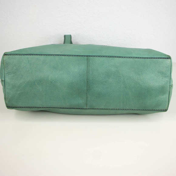FOSSIL Hunter Teal Green Leather Tote Bag - Picture 4 of 8